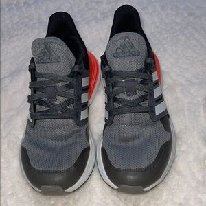 Adidas Gray and Black Sneakers with Orange Accents